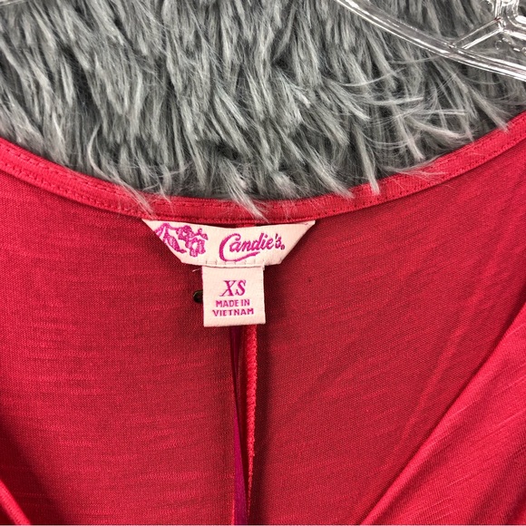 Candies Top Womens XSmall Asymetric Shirred Faux Wrap Shirt NWT - Picture 5 of 11